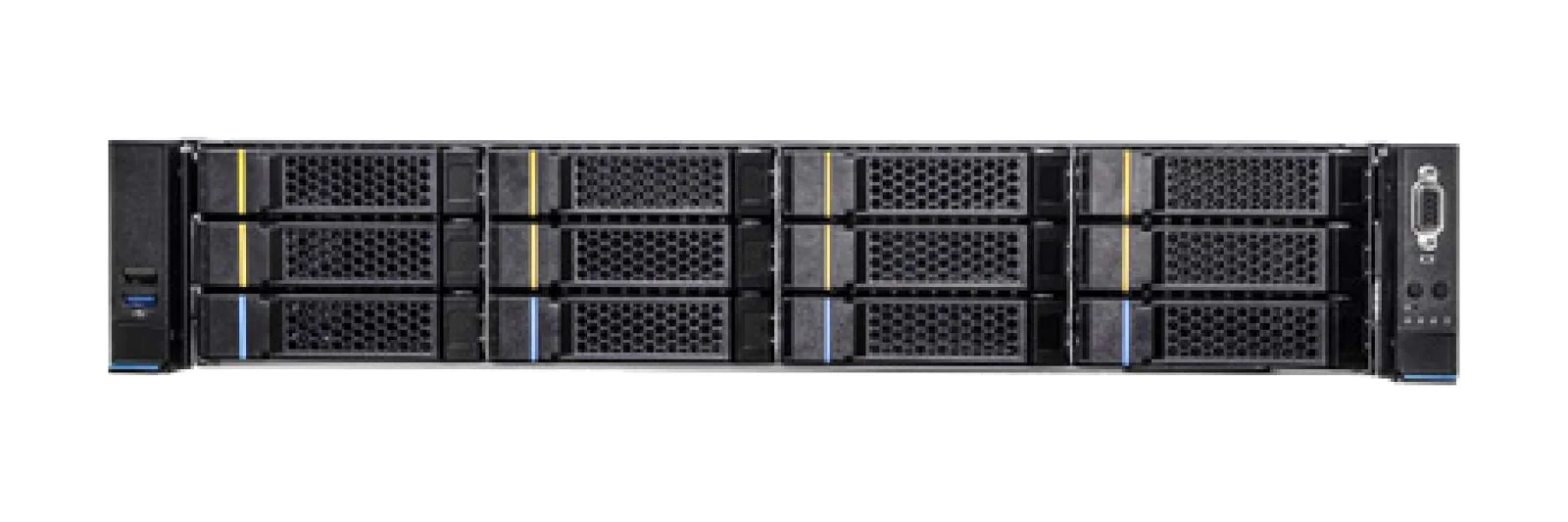 GL-S2U-12H8F rack server, front view